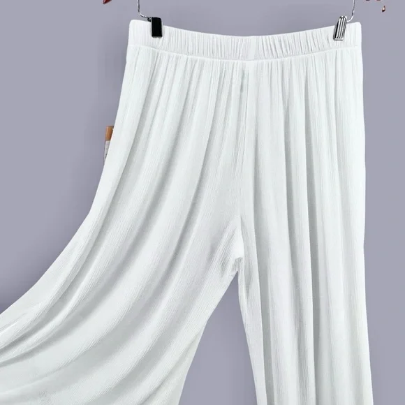 Kona Sol NWT Split Wide Leg Tie Front Pants Sz M White Gauzy Swim Cover Up Sheer - Picture 9 of 15